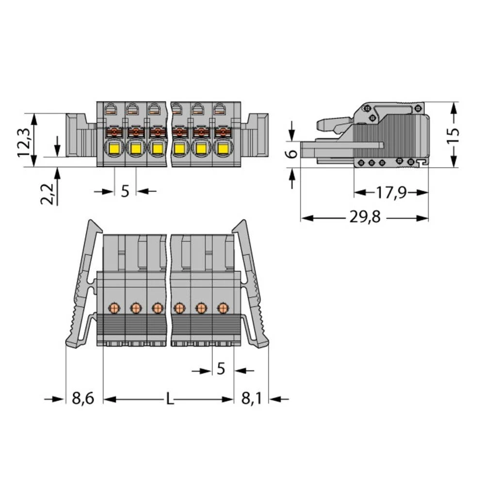 WAGO kućište kabelske utičnice 2231 Ukupan broj polova 5 Raster: 5 mm 2231-105/037-000 50 St. slika