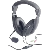 Slušalice s mikrofonom za PC 3.5 mm klinken, s kabelom, stereo TW-260A Over Ear crne boje