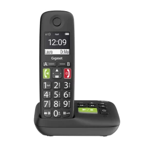 Bežični analogni telefon Gigaset E290A za kompatibilna slušna pomagala, Responder, Handsfree, Babyphone Crna slika