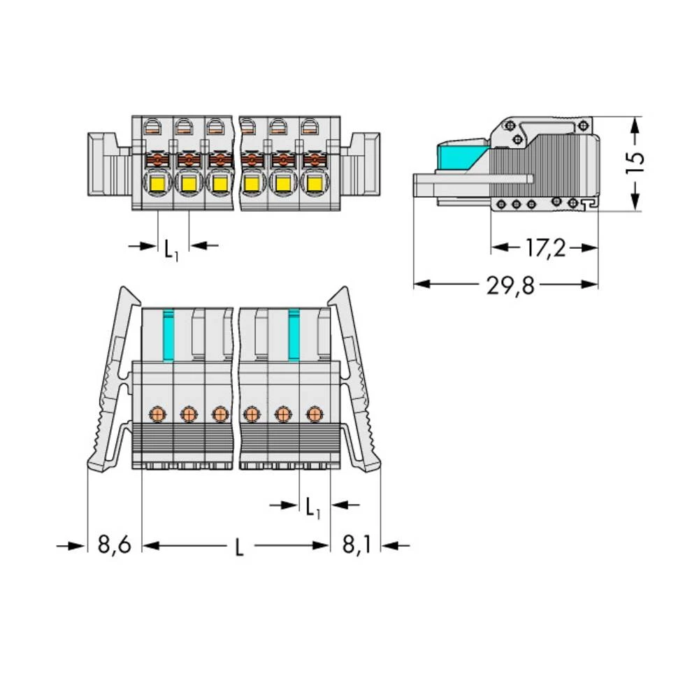 WAGO kućište kabelske utičnice 2721 Ukupan broj polova 5 Raster: 5 mm 2721-105/037-000 50 St. slika