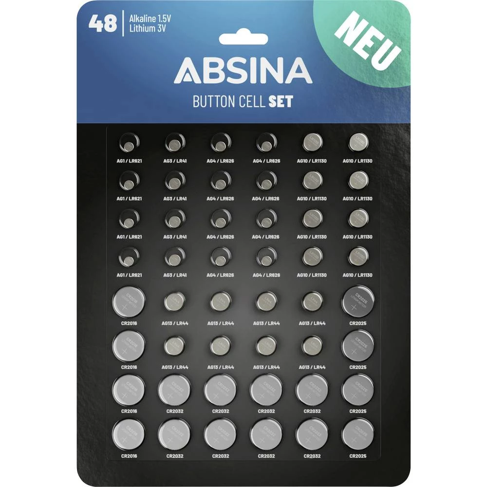 Absina komplet gumbastih baterija 1 kom. alkalno-manganov slika