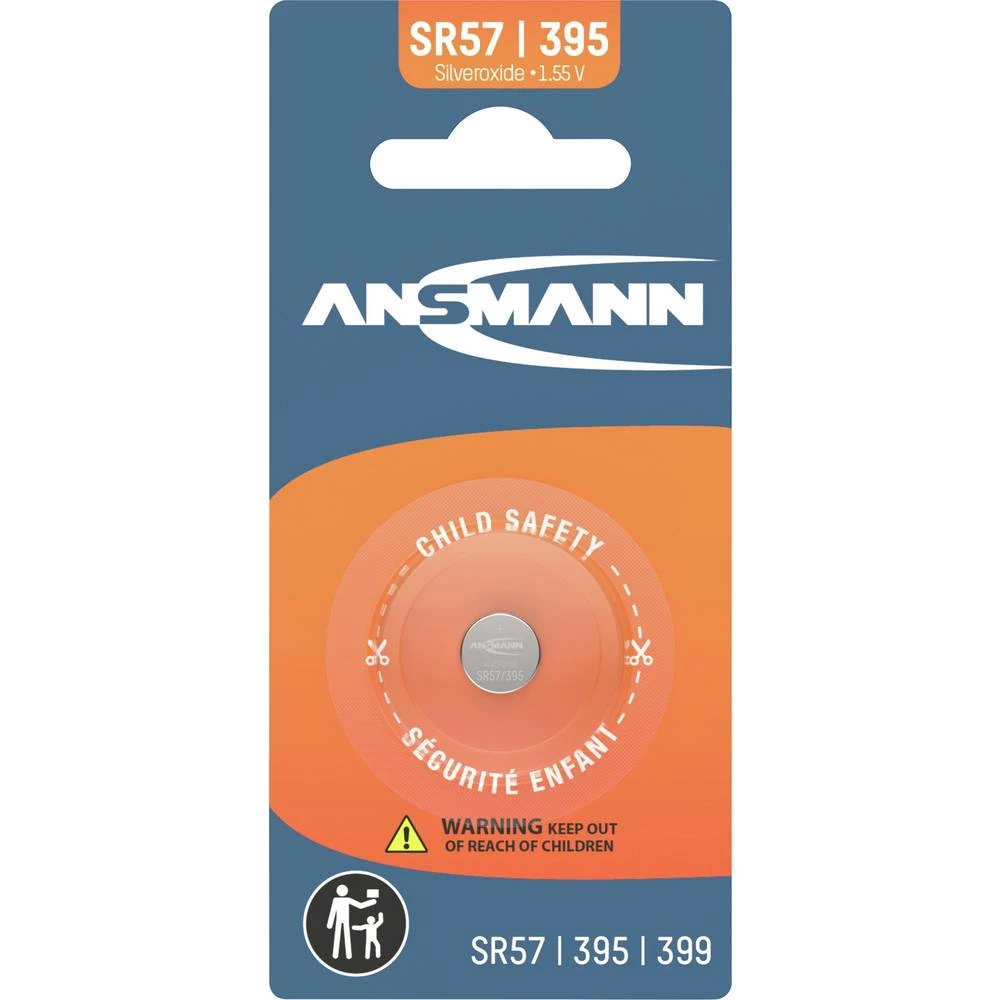 Ansmann gumbasta baterija 395 1.55 V 1 kom. 37 mAh srebrovo-oksidni Silberoxid Knopfzelle SR57 / SR924 / 395 / 399 slika