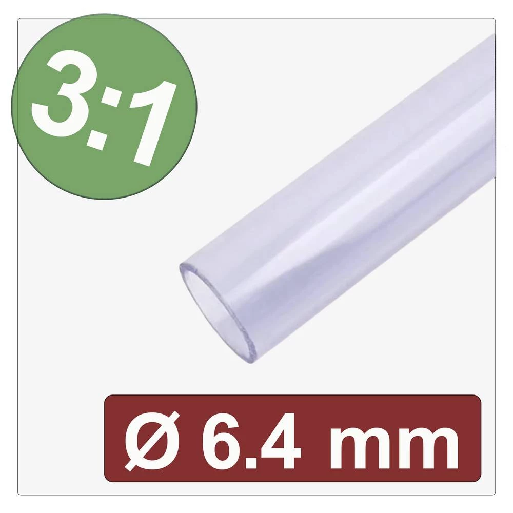 Quadrios 25CA642 skupljajuća cijev s ljepilomi prozirna 6.4 mm 2.1 mm Stopa skupljanja:3:1 Roba na metre slika