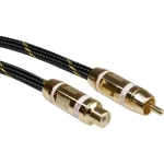 Roline Cinch video priključni kabel [1x muški cinch konektor - 1x ženski cinch konektor] 5.00 m crna/zlatna