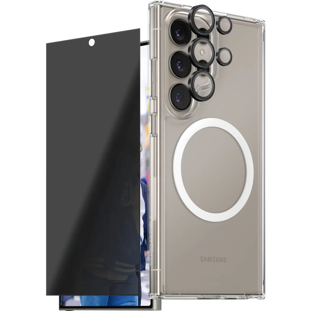 PanzerGlass CARE Flagship 3-in-1 set torbica + zaštitno staklo Samsung Galaxy S25 Ultra prozirna, crna induktivno punjen slika