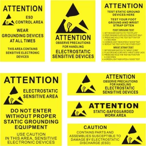 Quadrios ESD oznake upozorenja 1 St. žuta, crna (D x Š) 140 mm x 140 mm slika
