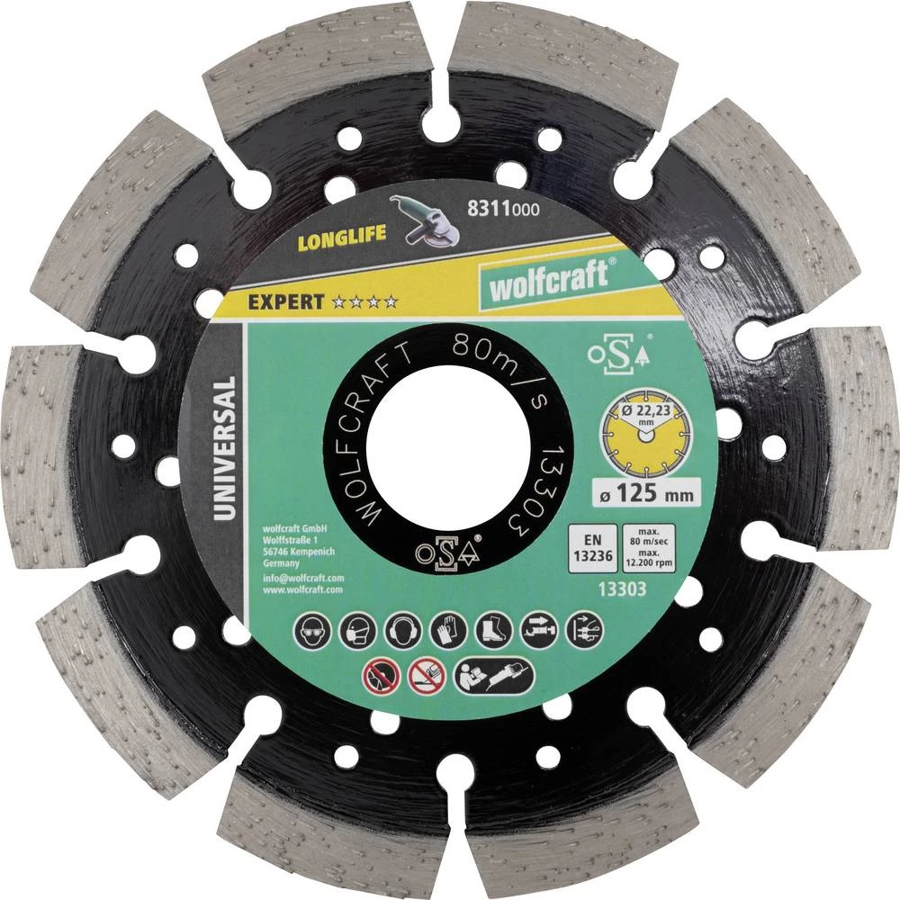 Wolfcraft 8311000 dijamantna rezna ploča 125 mm 1 kom. beton, klinker, prirodni kamen, plavac, pješčano-vapnena cigla slika