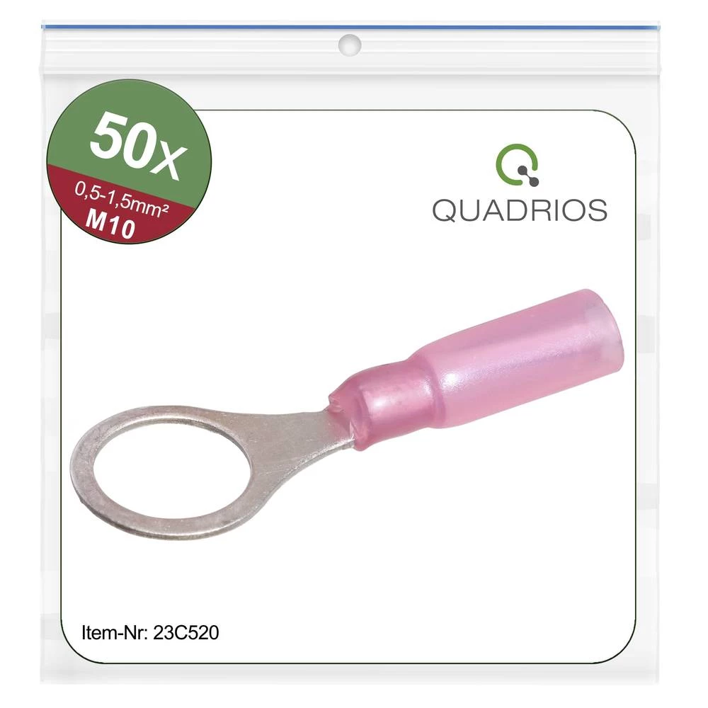 Quadrios 23C520 prstenasta kabelska stopica Presjek (maks.)=1.5 mm² Otvor Ø=10.5 mm izolirani dio crvena 50 St. slika