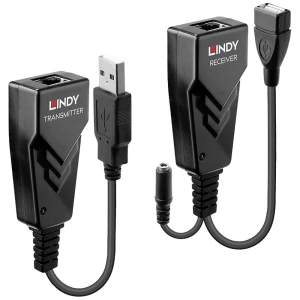 Lindy 42674 Modul za mrežno proširenje Mrežni odašiljač i prijemnik crni LINDY  USB 2.0 USB produživač putem mrežnog kabela RJ45 100 m slika