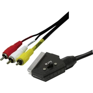 LogiLink SCART / Cinch tv, prijamnik priključni kabel [1x muški konektor SCART - 3x muški cinch konektor] crna slika