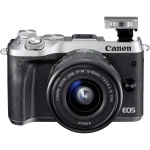Sistemska kamera Canon EOS M6 Uklj. EF-M 15-45 mm IS STM 24.2 MPix Srebrna WiFi, Bluetooth, Full HD video zapis