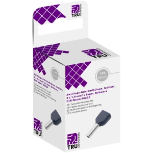 Dvostruka kabelska stopica 2 x 1.50 mm² x 8 mm Izolirani dio Crna TRU COMPONENTS 8571576 100 ST slika