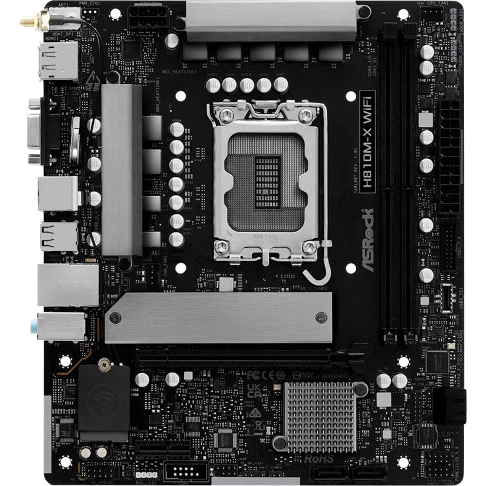 ASRock H810M-X matična ploča Baza #####Intel® 1851 Faktor oblika (detalji) Micro-ATX Set čipova matične ploče Intel® H81 slika