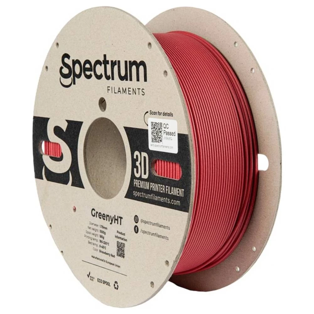 Spectrum Filaments 80702 GreenyHT 3D pisač filament PLA otporan na toplinu, visoka krutost, mat 1.75 mm 1000 g crvena 1 slika