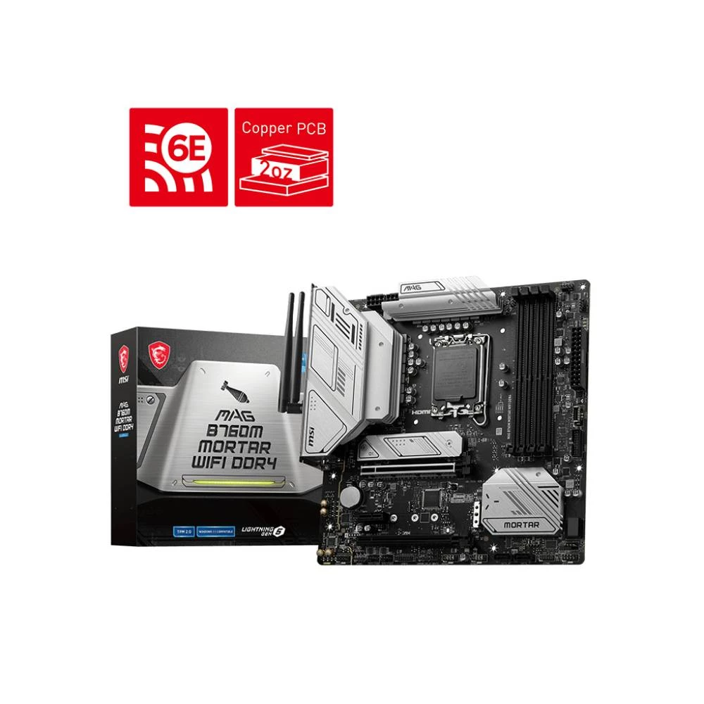 MSI MAG B760M MORTAR WIFI DDR4 matična ploča Baza Intel® 1700 Faktor oblika (detalji) Micro-ATX Set čipova matične ploče Intel® B760 slika