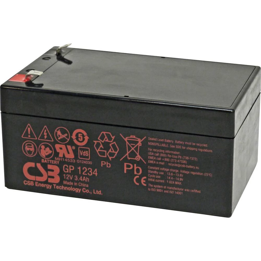 CSB Battery GP1234 olovni akumulator olovno-koprenasti 3.4 Ah 12 V 1 kom. slika
