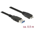 Delock USB kabel USB 3.2 gen. 1 (USB 3.0) USB-A utikač, USB-Micro-B 3.0 utikač 50.00 cm crna pozlaćeni kontakti slika