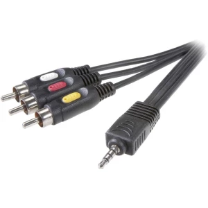 Klinke / Činč AV priključni kabel [1x JACK utikač 3.5 mm - 3x činč-utikač] 2 m crn slika