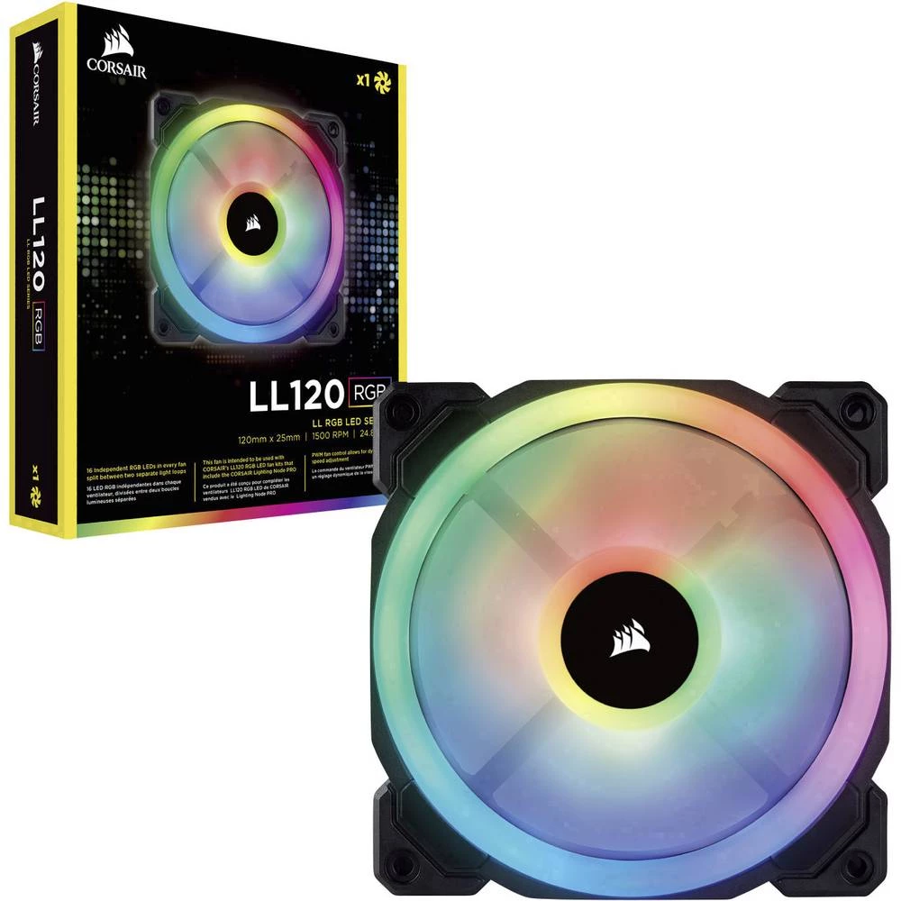 Ventilator za PC kućište Corsair LL120 RGB Dual Light Loop Crna, RGB (Š x V x d) 120 x 120 x 25 mm