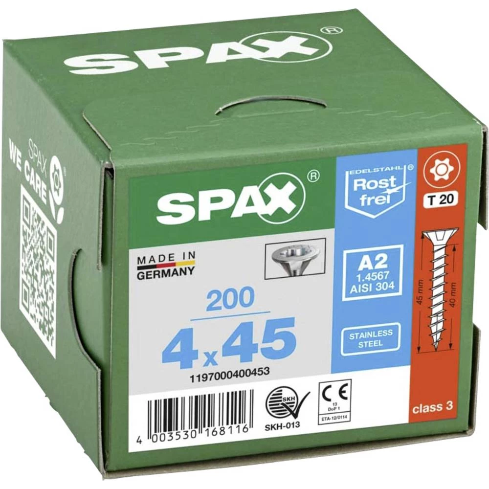 SPAX 1197000400453 R 88091 Senkkopf T-STAR vijak za drvo 4 mm 45 mm T-STAR plus nehrđajući čelik A2 200 kom. slika