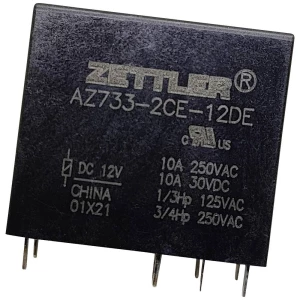 Zettler Electronics AZ733-2CE-12DE relej za tiskane pločice 12 V/DC 12 A 2 prebacivanje 1 St. slika