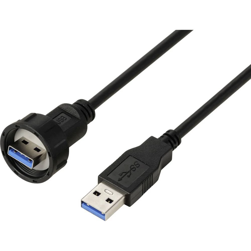 USB 3.0 muški na muški, IP67 (navoj), kabel 0,5 m TC-E13T-MU3-MWA/NWA-0.5PV-S Vodootporni plastični kabel TC-13543560 TR slika