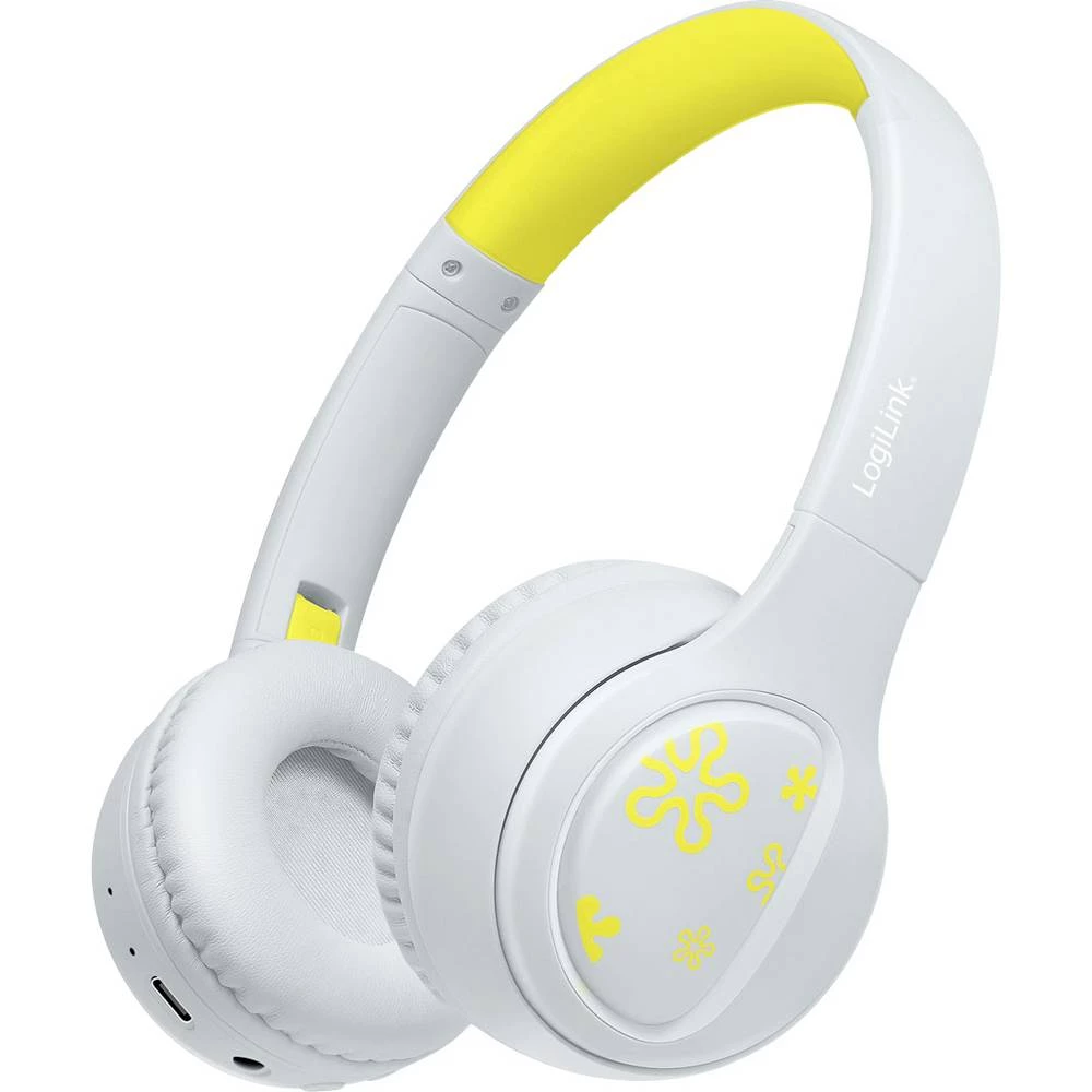 LogiLink BT0073BL On Ear slušalice Bluetooth®, žičani svijetloplava, žuta sklopive, ograničenje glasnoće slika