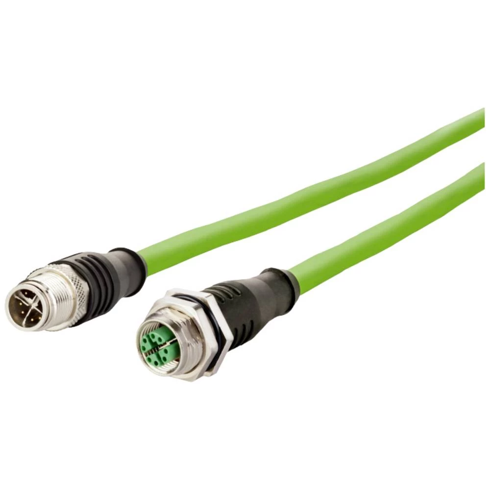 Metz Connect 142M2X12100 M12 mrežni kabel, Patch kabel CAT 6a S/FTP 10 m zelena PUR plašt, postojan na kiselinu, postojan na ozon, UV otporan, mogućnost korištenja za vuču, bez halogena, postojan n... slika