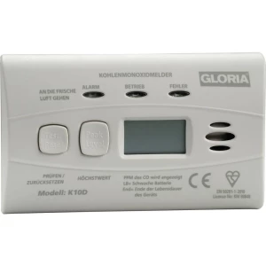Gloria 25185110.0000 detektor ugljičnog monoksida   uklj. 10-godišnja baterija baterijski pogon Detekcija ugljikov monoksid slika