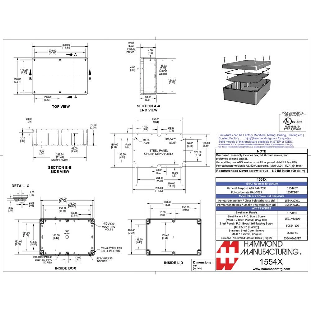 Hammond Electronics 1554 PC Univerzalno kućište Polikarbonat Siva 1 ST slika