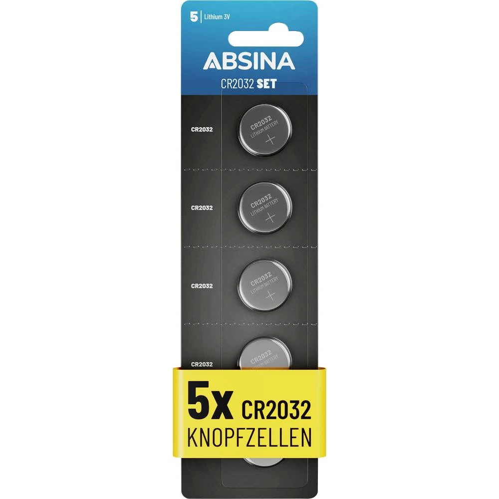 Absina gumbasta baterija CR 2032 3 V 5 kom. litijev slika