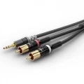 Hicon HBP-3SC2-0030 audio priključni kabel [1x 3,5 mm banana utikač - 2x muški cinch konektor] 0.30 m crna slika