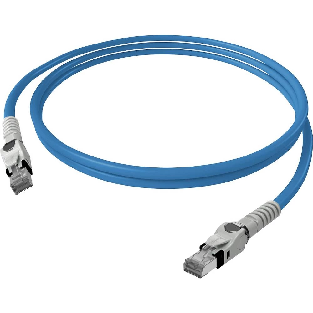Easylan CP1OBMSMS0010 RJ45 mrežni kabel, Patch kabel CAT 6a S/FTP 1 m plava boja dvostruko zaštićen, bez halogena, vatro slika