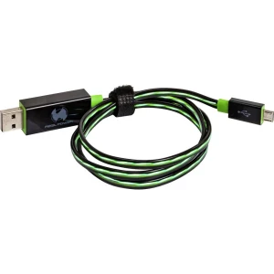RealPower USB kabel USB 2.0 USB-A utikač, USB-Micro-B utikač 75.00 cm zelena s led slika