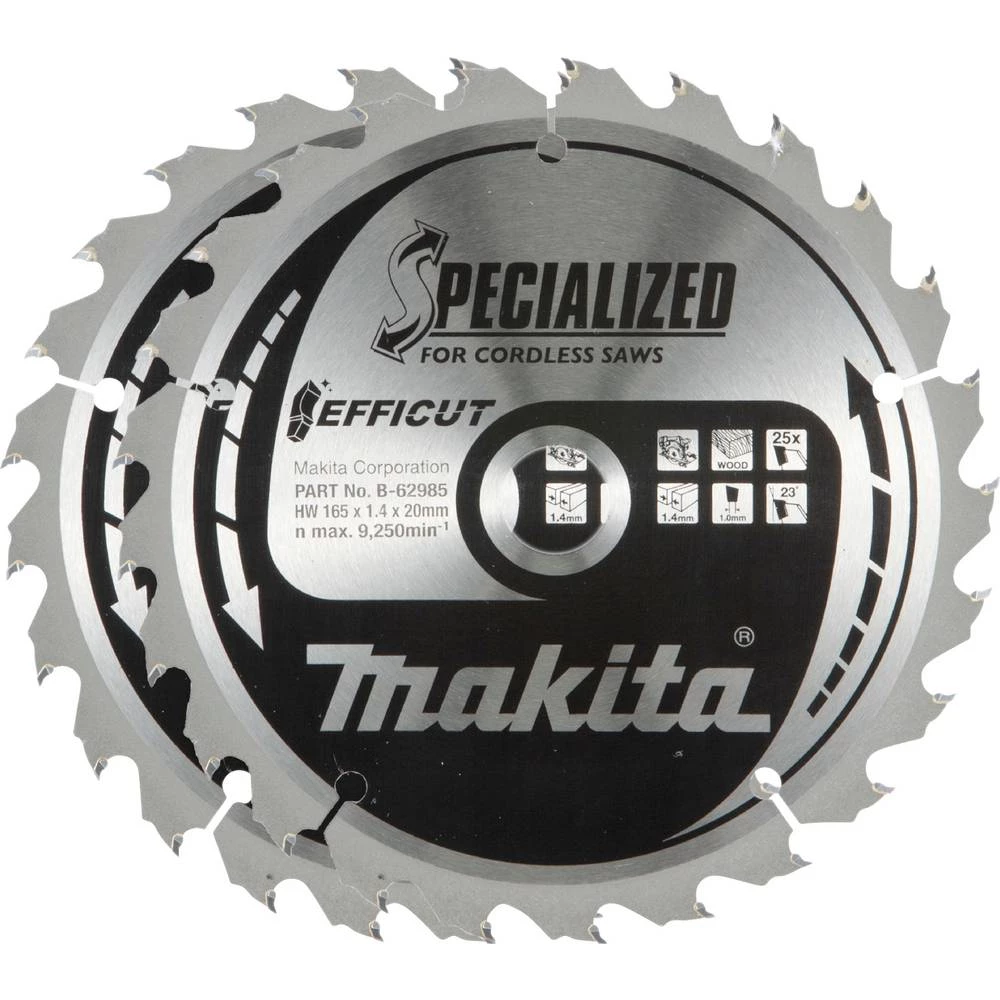 Makita B-62985-2 komplet listova kružne pile 165 x 20 x 1.4 mm Broj zubaca (po inču): 25 2 kom. slika