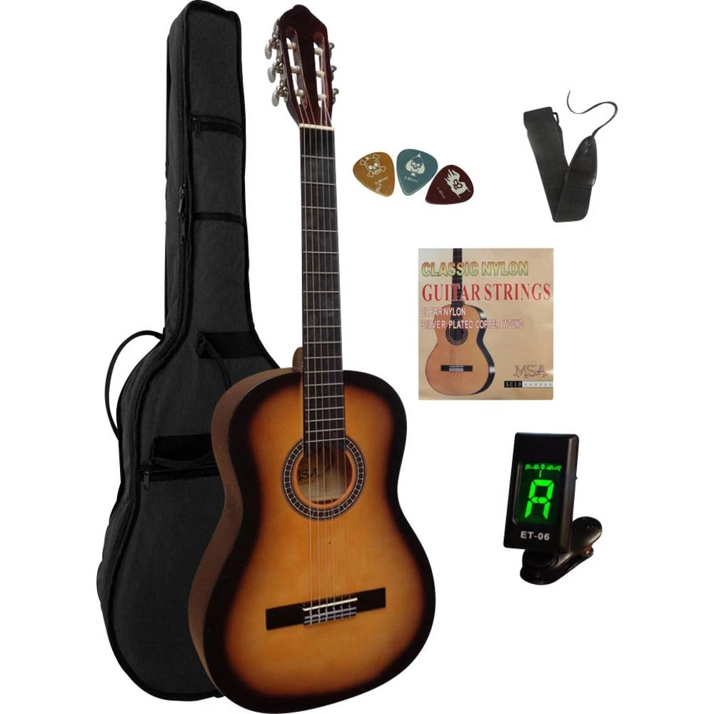 Klasična gitara-komplet MSA Musikinstrumente C 25 Set Clip 4/4 Sunburst Uklj. torbu slika