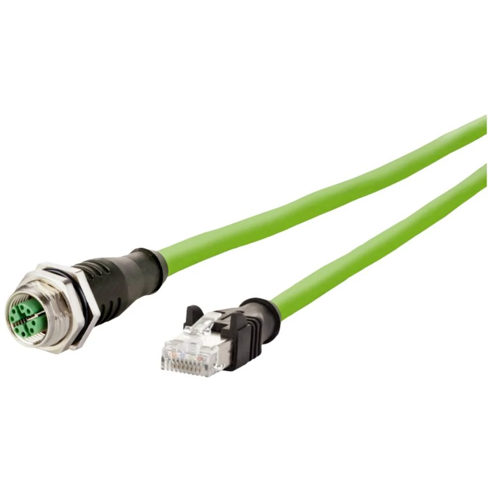 Metz Connect 142M2X25050 M12 mrežni kabel, Patch kabel CAT 6a S/FTP 5 m zelena PUR plašt, postojan na kiselinu, postojan na ozon, UV otporan, mogućnost korištenja za vuču, bez halogena, postojan na... slika