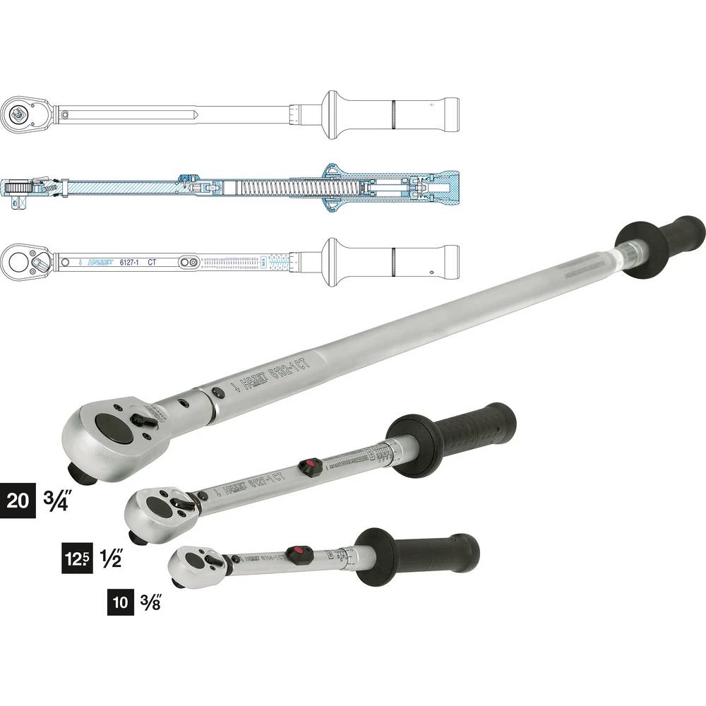 Hazet 6114-1CT 6114-1CT momentni ključ s preklopnom račnom 3/8" (10 mm) 6.8 - 54.2 Nm slika