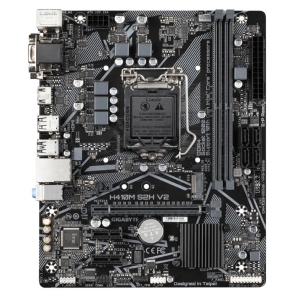 Gigabyte H410M S2H V2, Intel, LGA 1200, Intel® Core™ i3, Intel® Core™ i5, Intel® Core™ i7, Intel® Core™ i9, DDR4-SDRAM, 64 GB, DIMM Gigabyte H410M S2H V2 matična ploča Baza Intel® 1200 Faktor oblik... slika