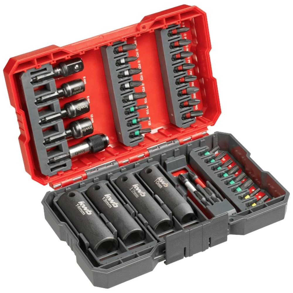 kwb 109020 kutija za bitove za udarne ključeve 35-dijelni set bitova s držačem bitova i nasadnim ključevima otpornim na udarce, EC 6.3 drške kwb  109020 bit komplet 35-dijelni slika