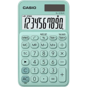 Casio SL-310UC-GN džepni kalkulator zelena Zaslon (broj mjesta): 10 solarno napajanje, baterijski pogon (Š x V x D) 70 x 8 x 118 mm slika