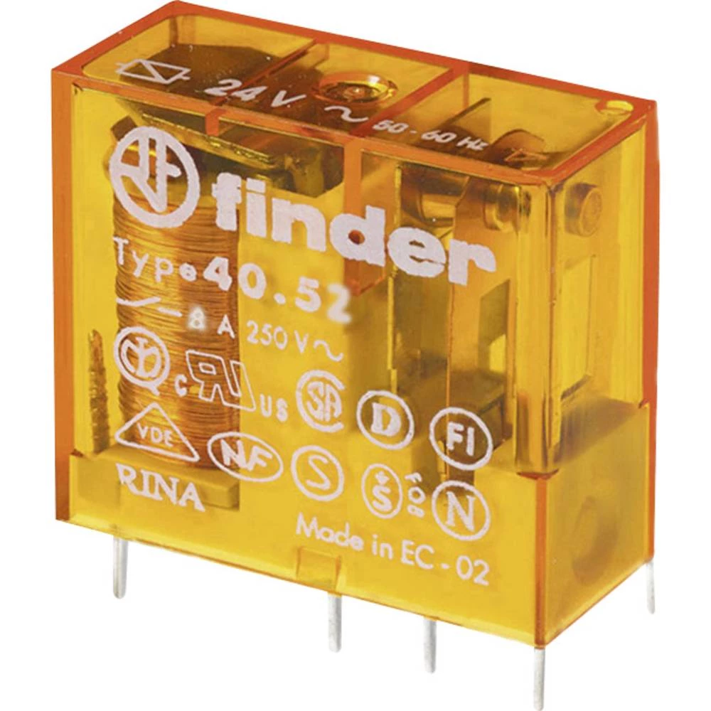Finder 40.52.8.024.5000 relej za tiskane pločice 24 V/AC 8 A 2 prebacivanje 1 St. Tray slika