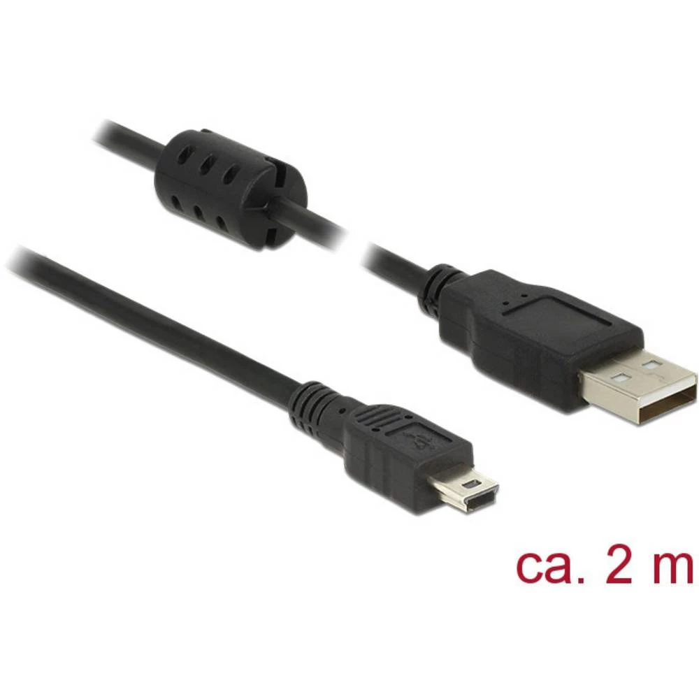 Delock USB kabel USB 2.0 USB-A utikač, USB-Mini-B utikač 1.00 m crna s feritnom jezgrom slika