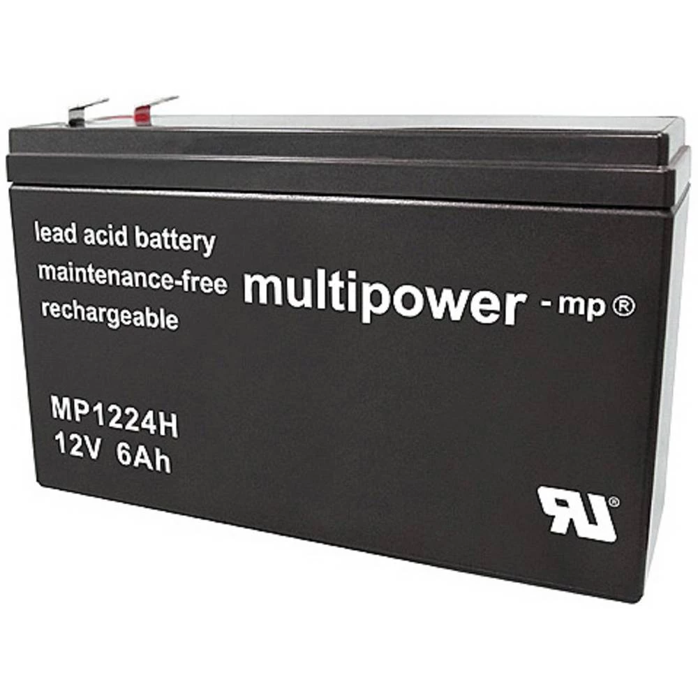 multipower MP1224H 141144 olovni akumulator 12 V 6 Ah olovno-koprenasti (Š x V x D) 51 x 102 x 151 mm plosnati priključa slika