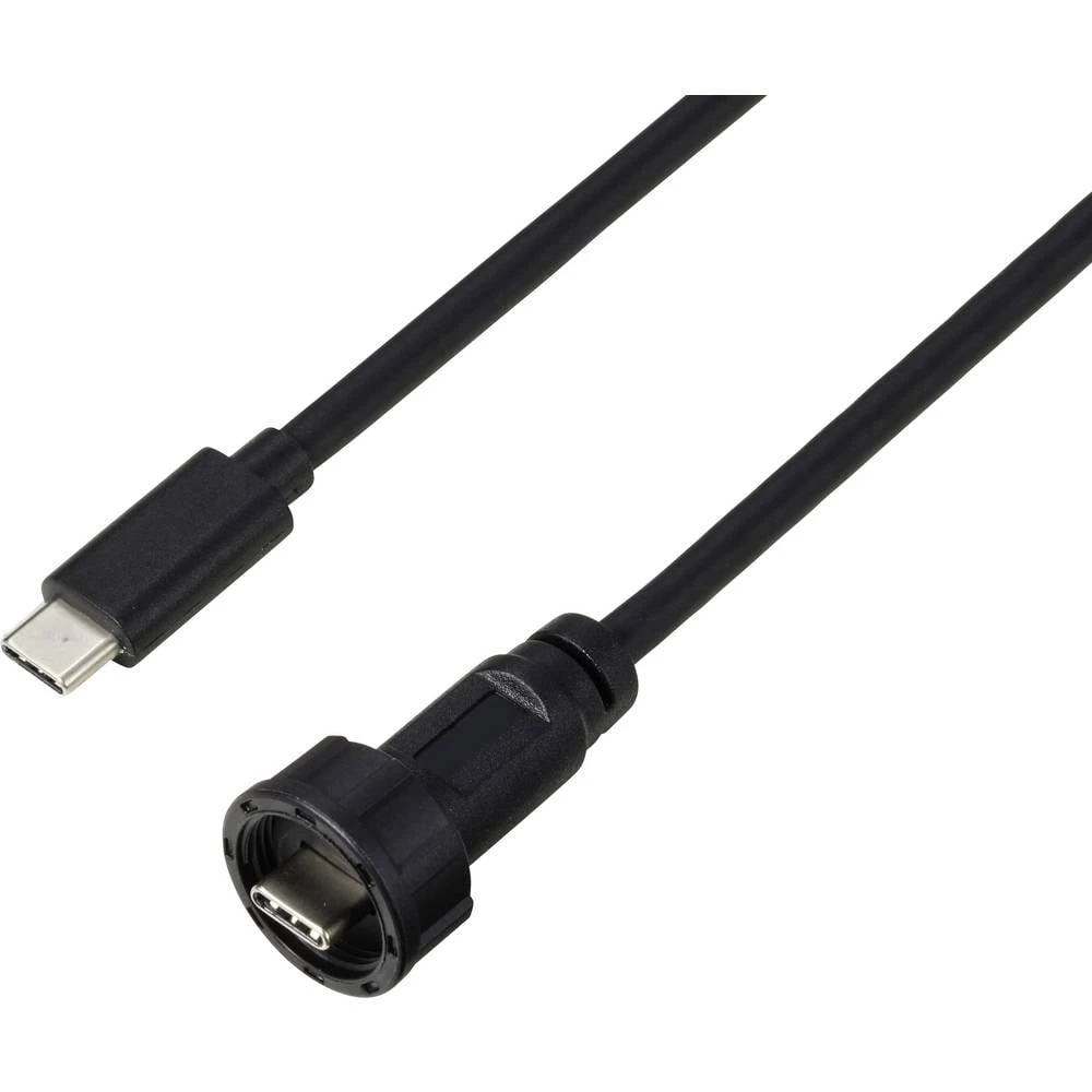 USB Type-C® 3.0 muški-muški IP67 (navojni) kabel 0,5 m TC-E10T-MT3-MWA/NWA-0.5PV-S Vodootporni plastični kabel TC-135435 slika