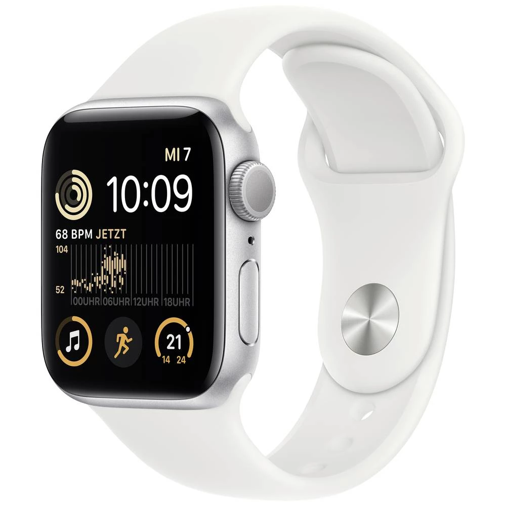 Apple Watch SE GPS 40 mm srebrno aluminijsko kućište s bijelim sportskim remenčićem - običan Apple Watch SE (2. Generation) Apple Watch  40 mm  bijela slika