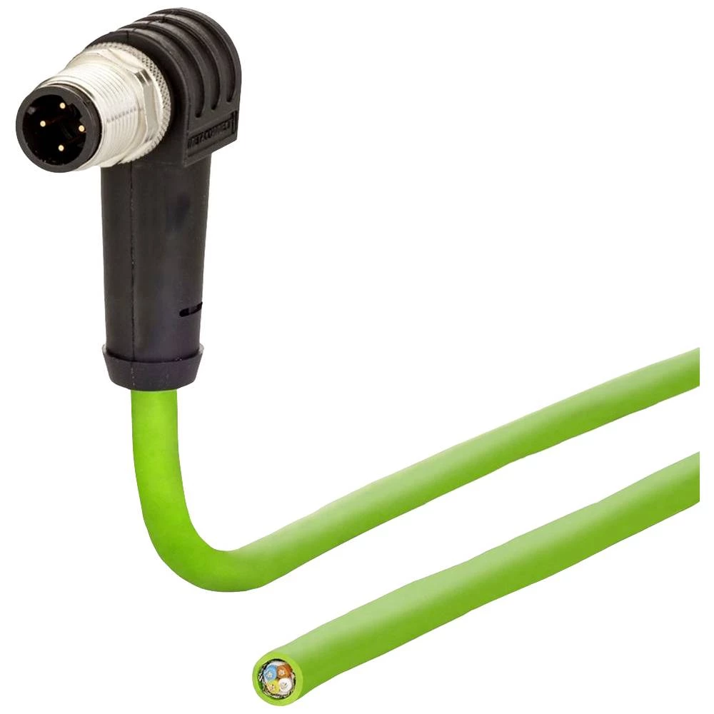 Metz Connect 142M1D90050 M12 mrežni kabel, Patch kabel CAT 5e SF/FTP 5 m zelena PUR plašt, postojan na kiselinu, postojan na ozon, UV otporan, mogućnost korištenja za vuču, bez halogena, postojan n... slika