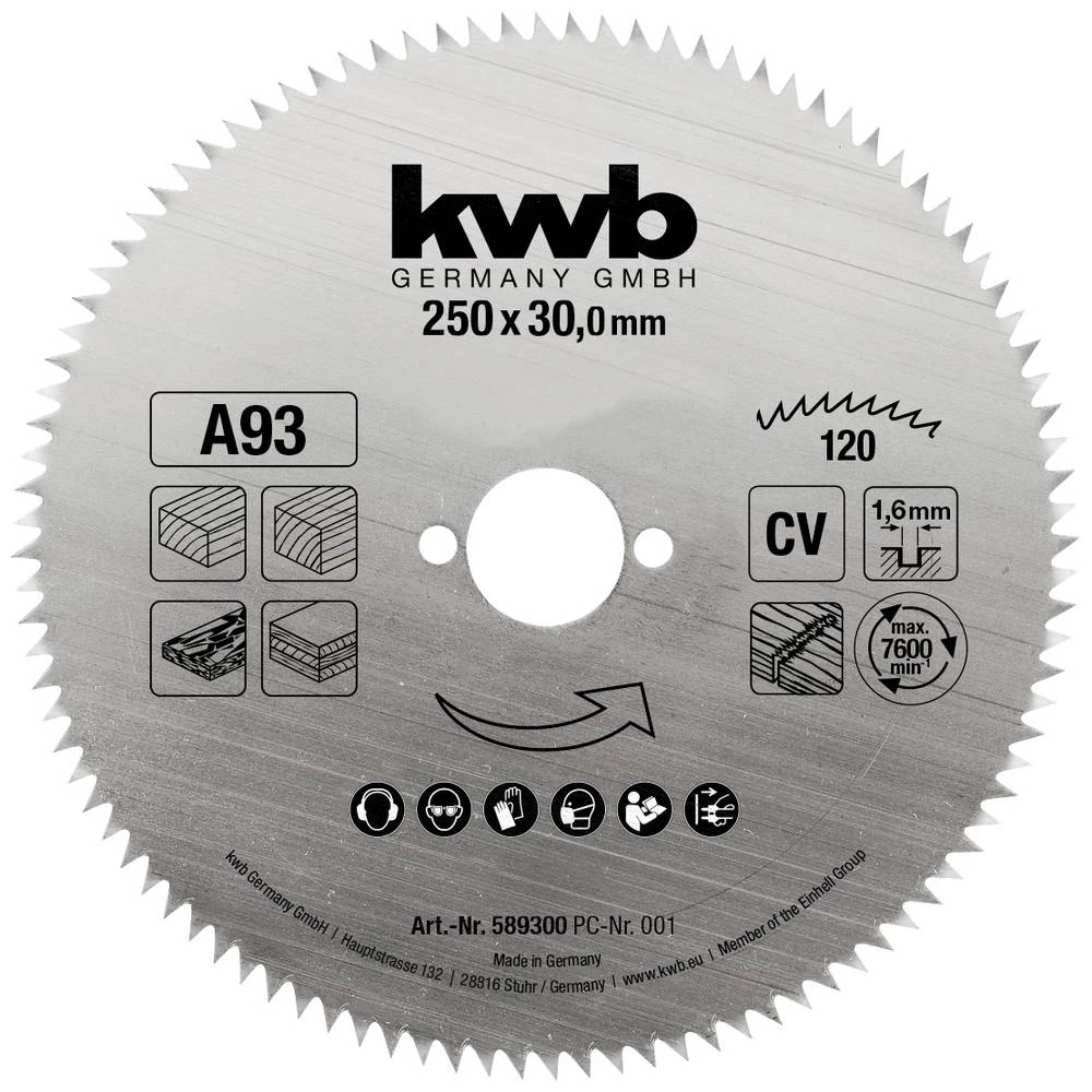 kwb 589300 list kružne pile 250 x 30 mm 1 St. slika