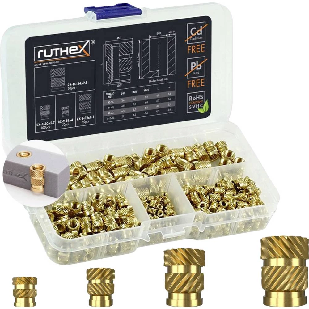 ruthex umetak s navojem #2-56/#4-40/#8-32/#10-24 UNC GE-KASTEN-U-001 slika