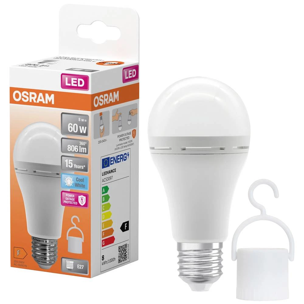 OSRAM 4099854190131 LED Energetska učinkovitost 2021 F (A - G) E27 oblik kruške 8 W = 60 W neutralna bijela (Ø x V) 60 m slika